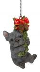 Christmas Hanging Mini Blue French Bulldog Puppy Dog Ornament - Indoor or Outdoor Vivid Arts